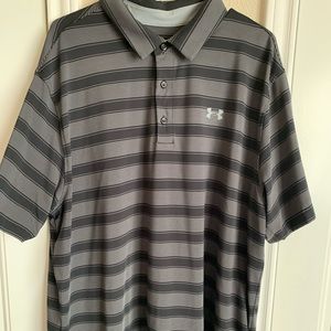 Under Armour 2xl gray and black stripped polo